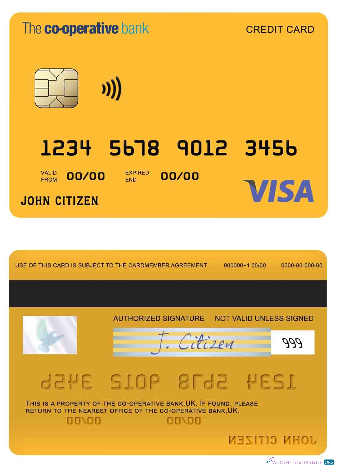 Download United Kingdom The co operative bank visa card Photoshop template